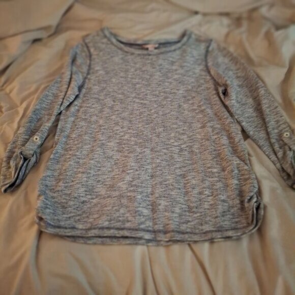 White Stag Women's Heathered Blue And White Knit Top - Picture 3 of 7